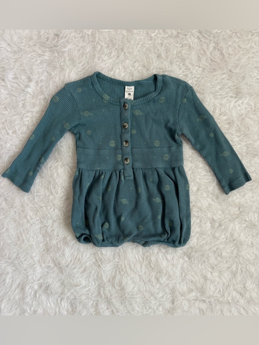 kate quinn Cottagecore Vibes Teal Bubble Romper with Space Planets AOP
